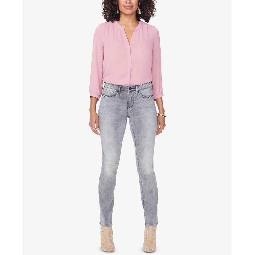 NYDJ Sheri Women's Pull-on Slim Leg 5-Pocket Jeans Tahoma Grey Size 0 MSRP $119